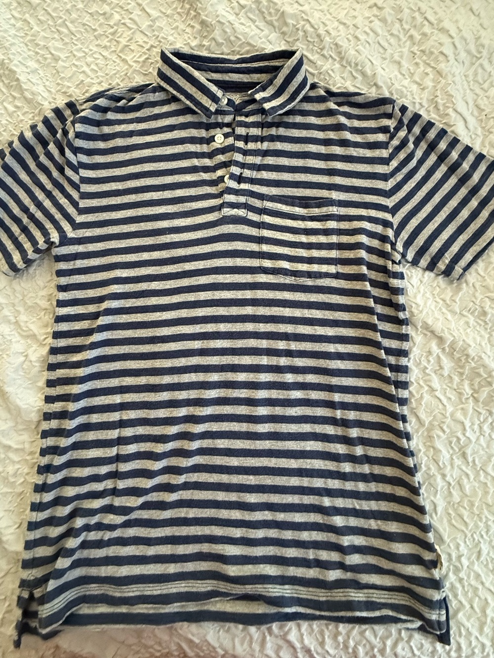 GAP Kids Blue and Light Gray Striped Polo Shirt size 14-16